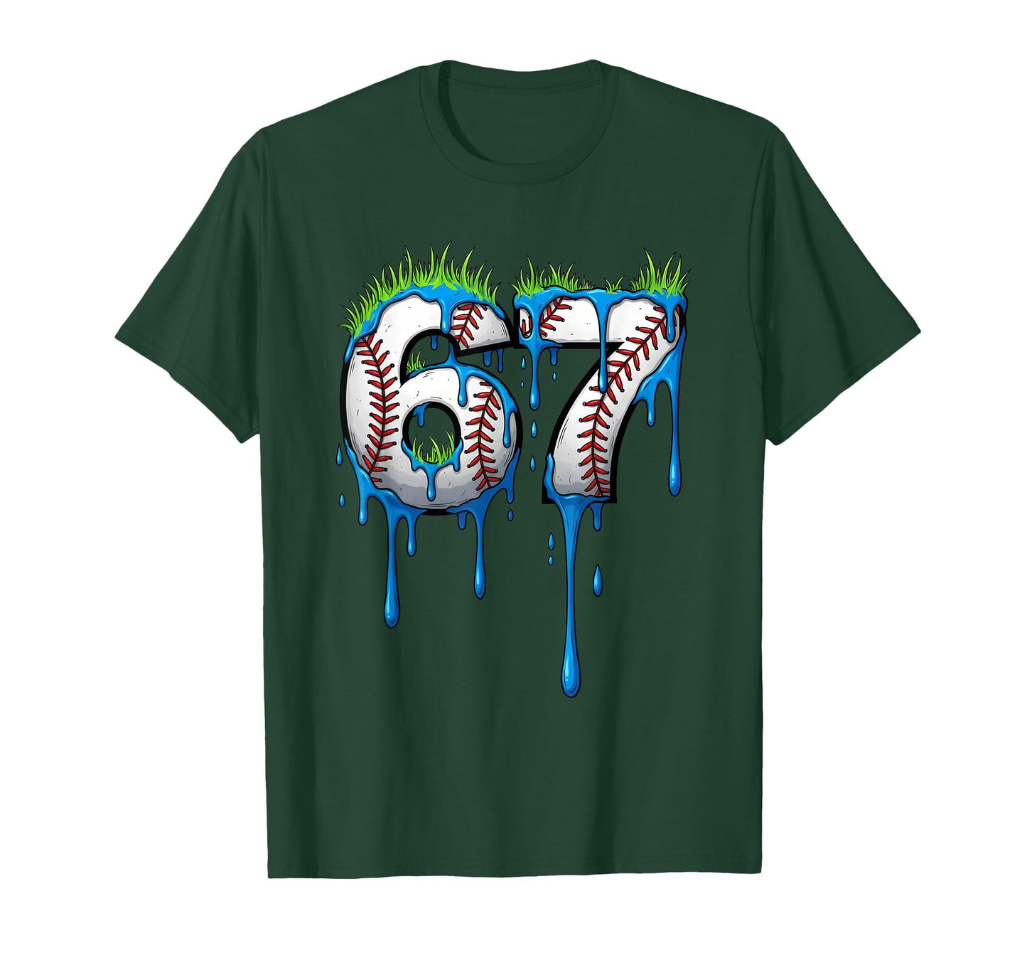 Baseball 67 Six Seven Funny Gen Alpha Meme Blue Drip Boys T-Shirt