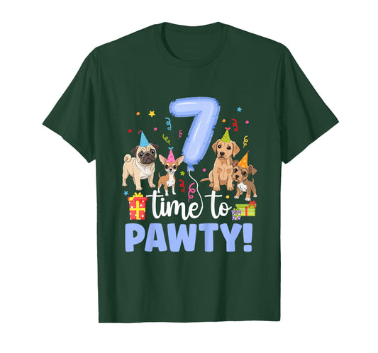 7th Dog Birthday Party Seven Year Old Puppy Birthday T-Shirt