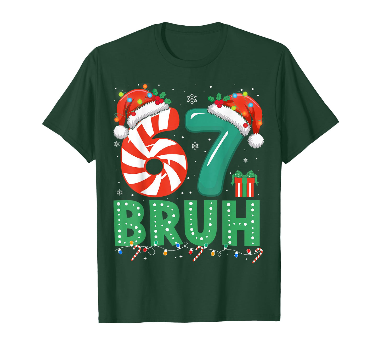 Funny 67 Christmas Pajama Xmas Six Seven Meme 6-7 Bruh T-Shirt