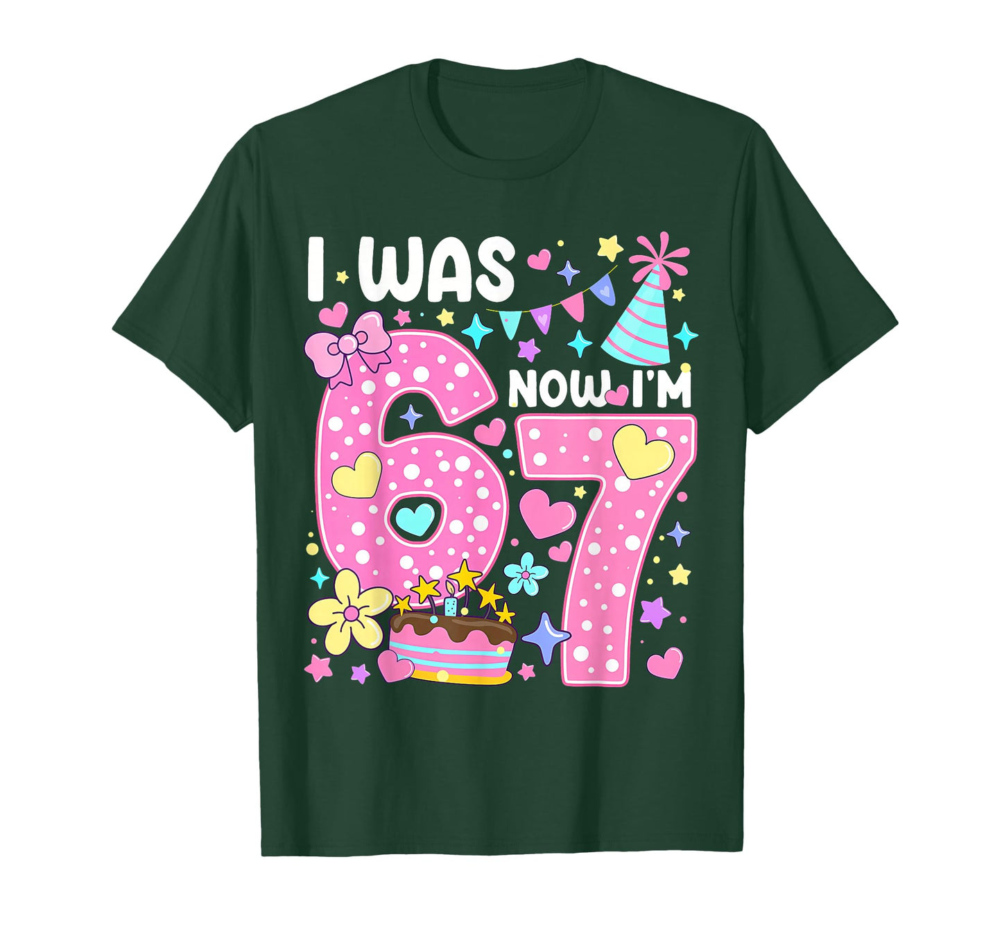 I was 6 Now I'm 7 7th Birthday Girl Pink Coquette Bow Floral T-Shirt