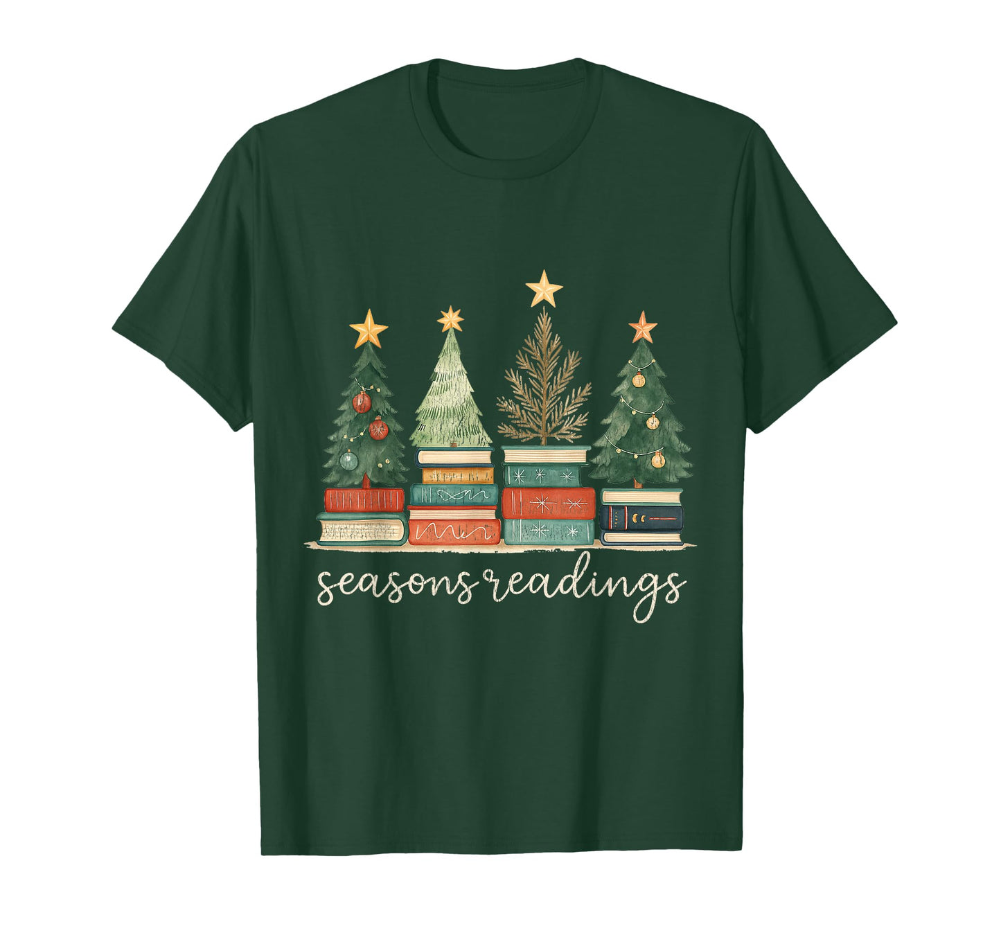 Library Festive Xmas Christmas Book Lover Seasons Readings T-Shirt