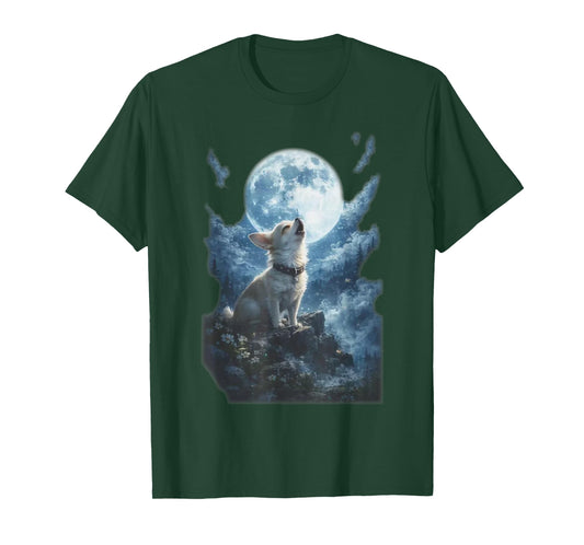 Chihuahua Howling to The Moon Vintage Funny Chihuahua Dog T-Shirt