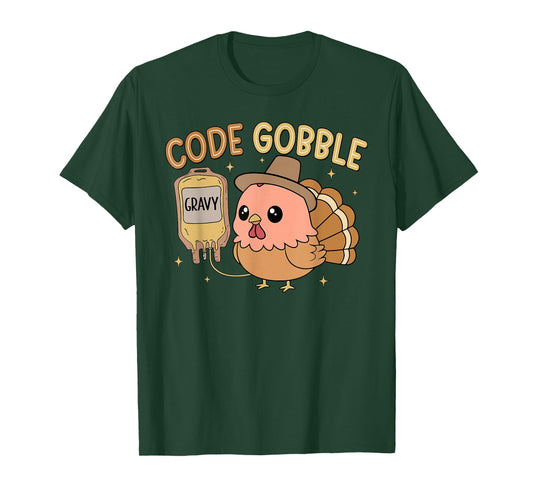 Thanksgiving Nurse Code Gobble Funny RN CNA Medical Team T-Shirt