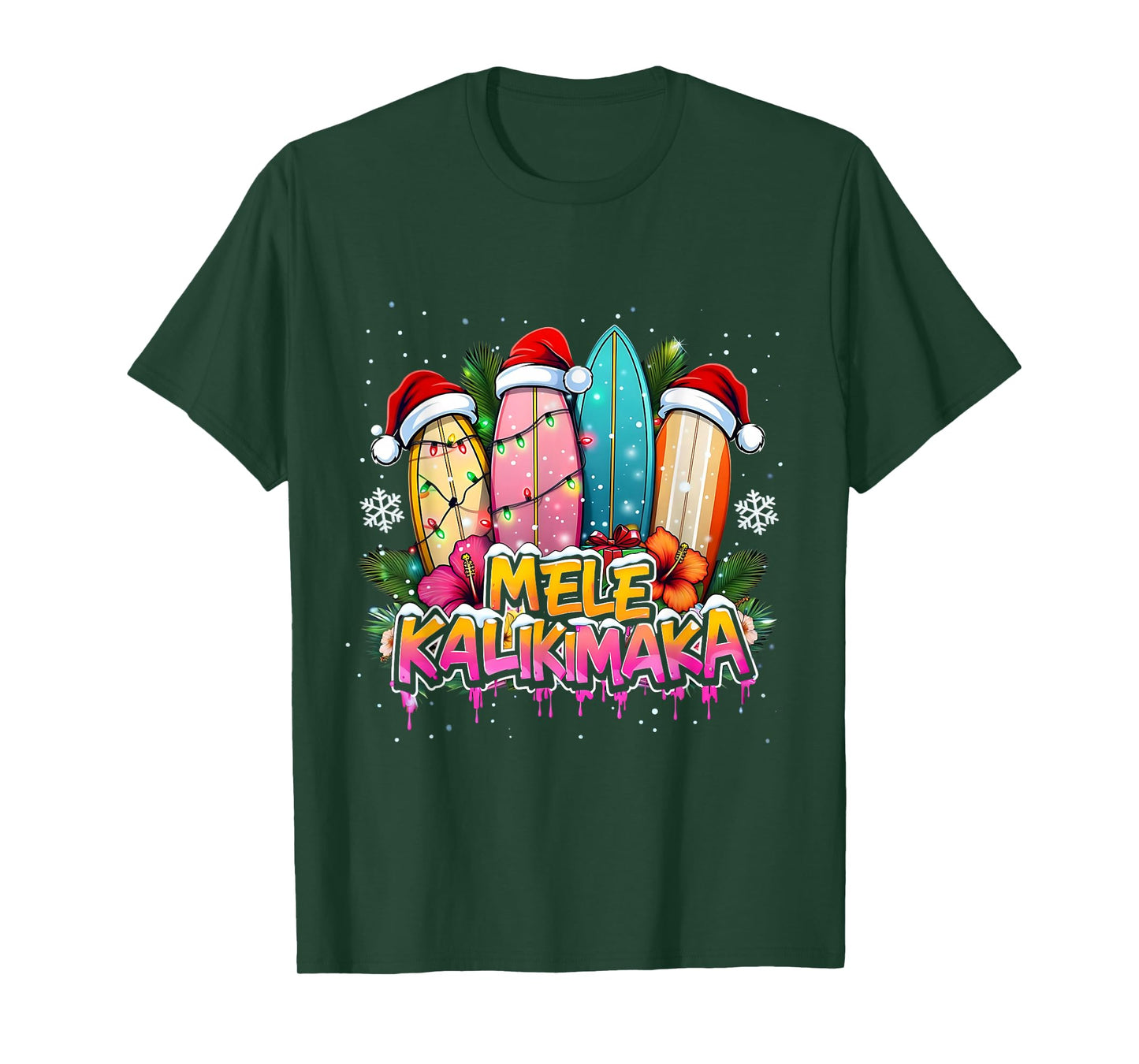 Mele Kalikimaka Surfboard Christmas Vibes T-Shirt