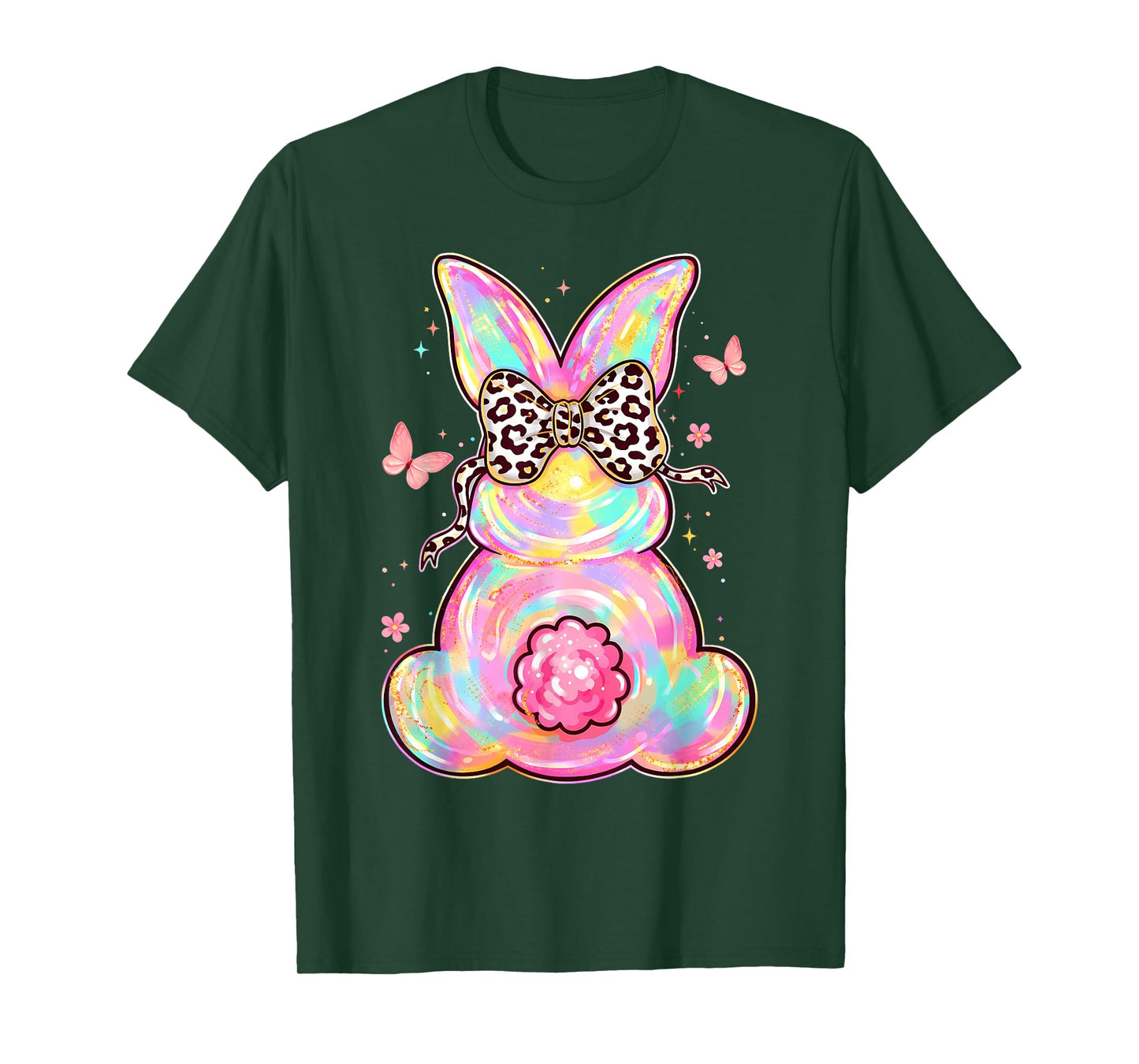 Women Girls Easter Cute Bunny Leopard Easter Women Kids Girl T-Shirt