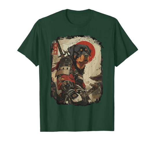Samurai Rottweiler Dog Lover Vintage Mens Graphic T-Shirt