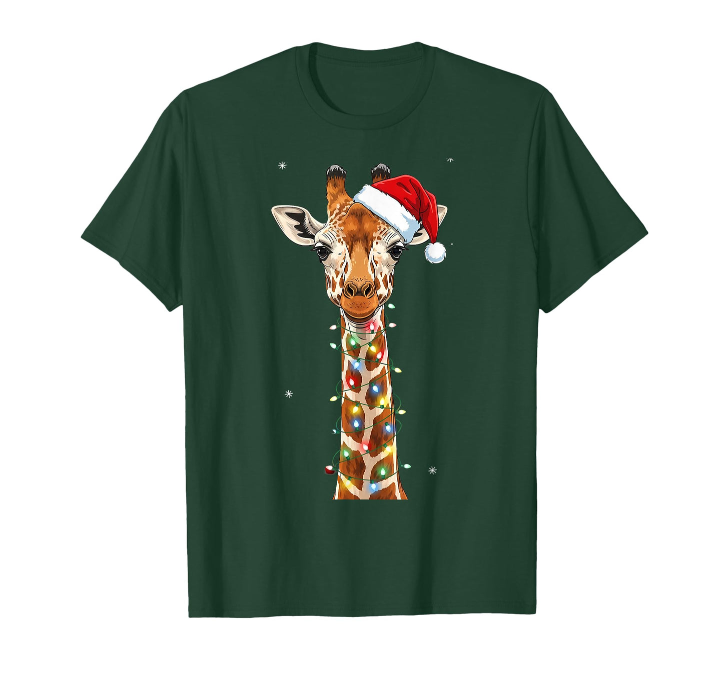 Christmas Lights Giraffe Santa Hat Cute Xmas Pajamas T-Shirt