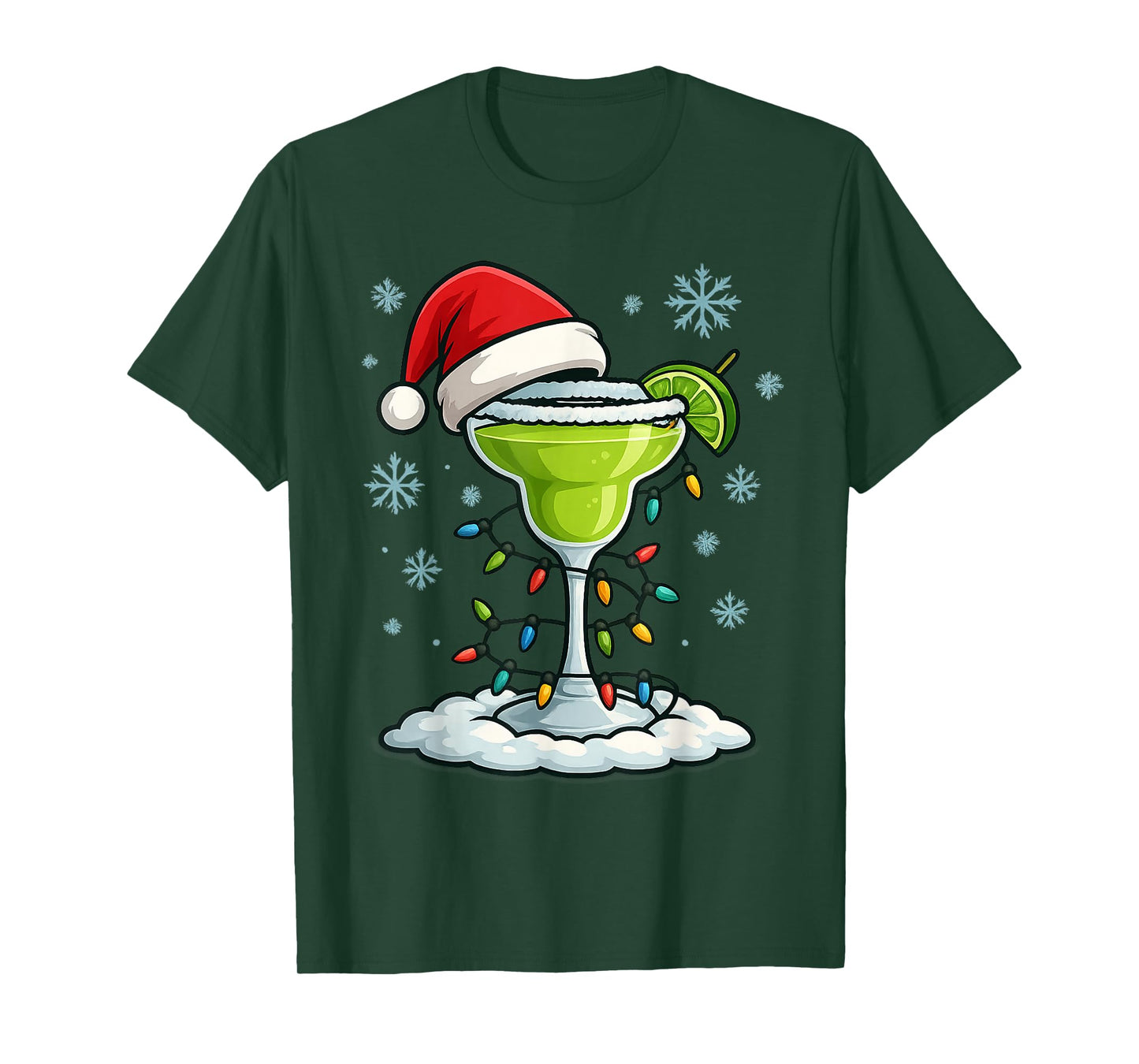Fun Christmas Lights Wrapped On Spicy Lime Margarita Lover T-Shirt