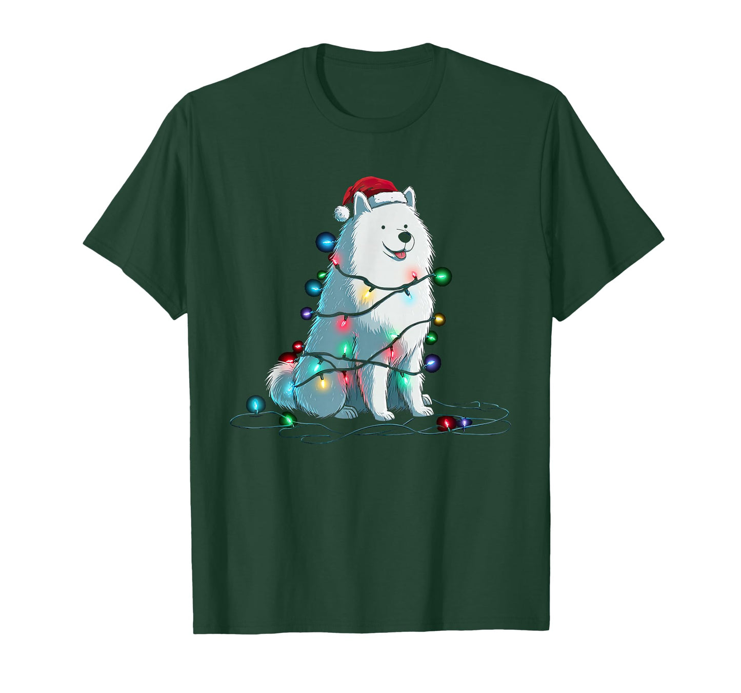 Funny Samoyed Christmas Graphics Dog Lights Lover T-Shirt