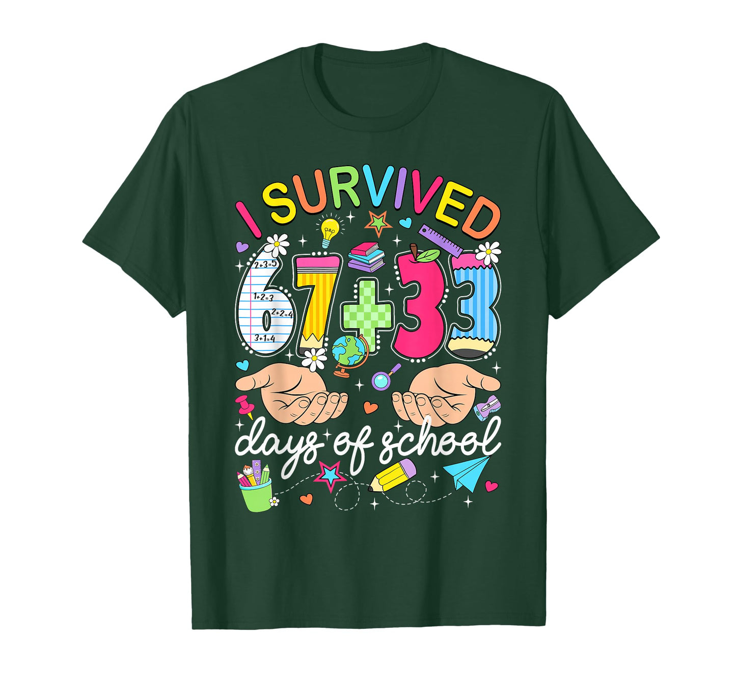 I Survived 67 33 Days of School 100th Day Teacher Student T-Shirt