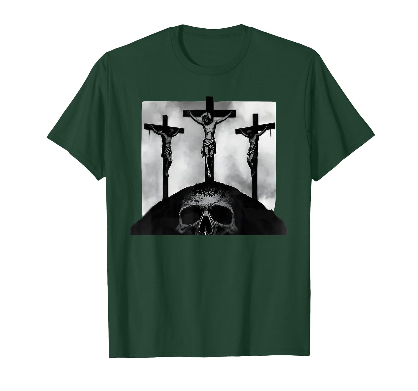 Golgotha Jesus Design Three Crosses Gothic Christian T-Shirt