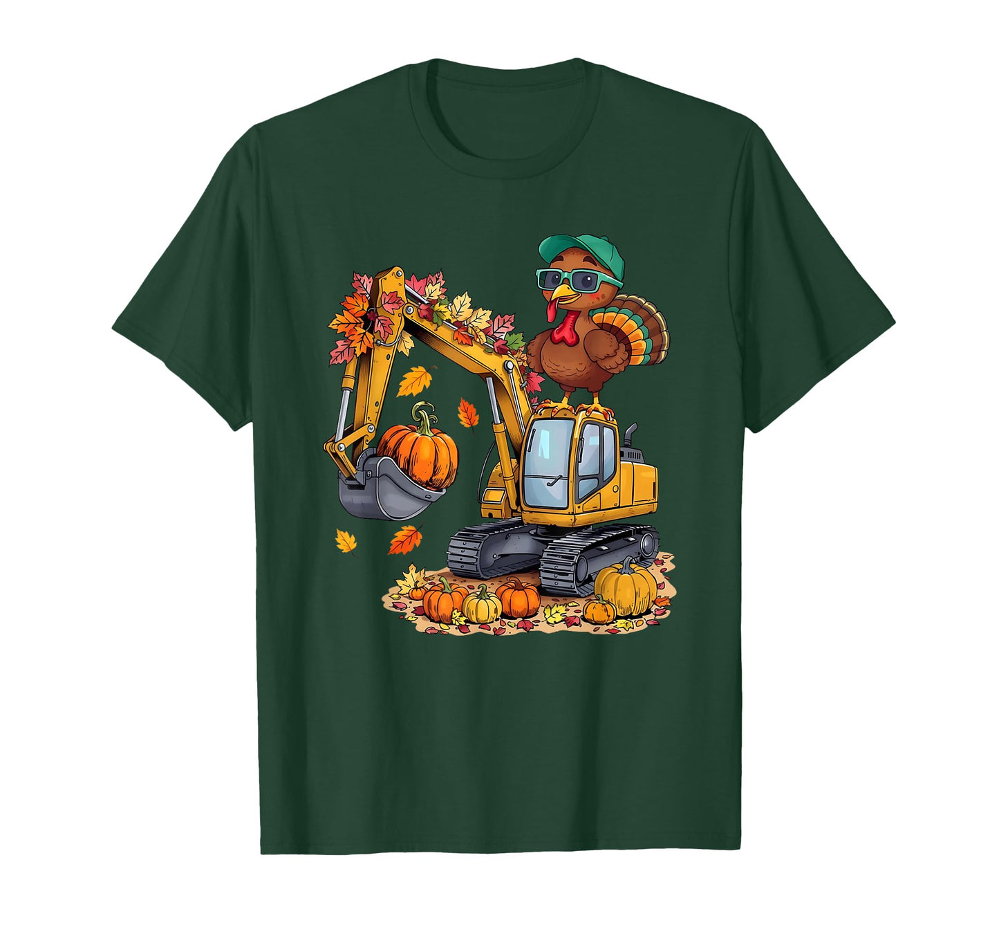 Kids Thanksgiving Construction Trucks Fall Toddler Boys Kid T-Shirt