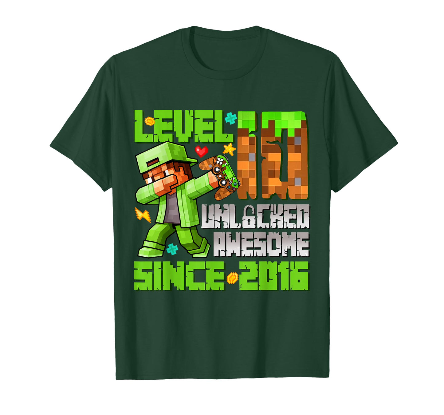 Level 10 Unlocked Awesome Since 2016 10th Birthday Gamer T-Shirt