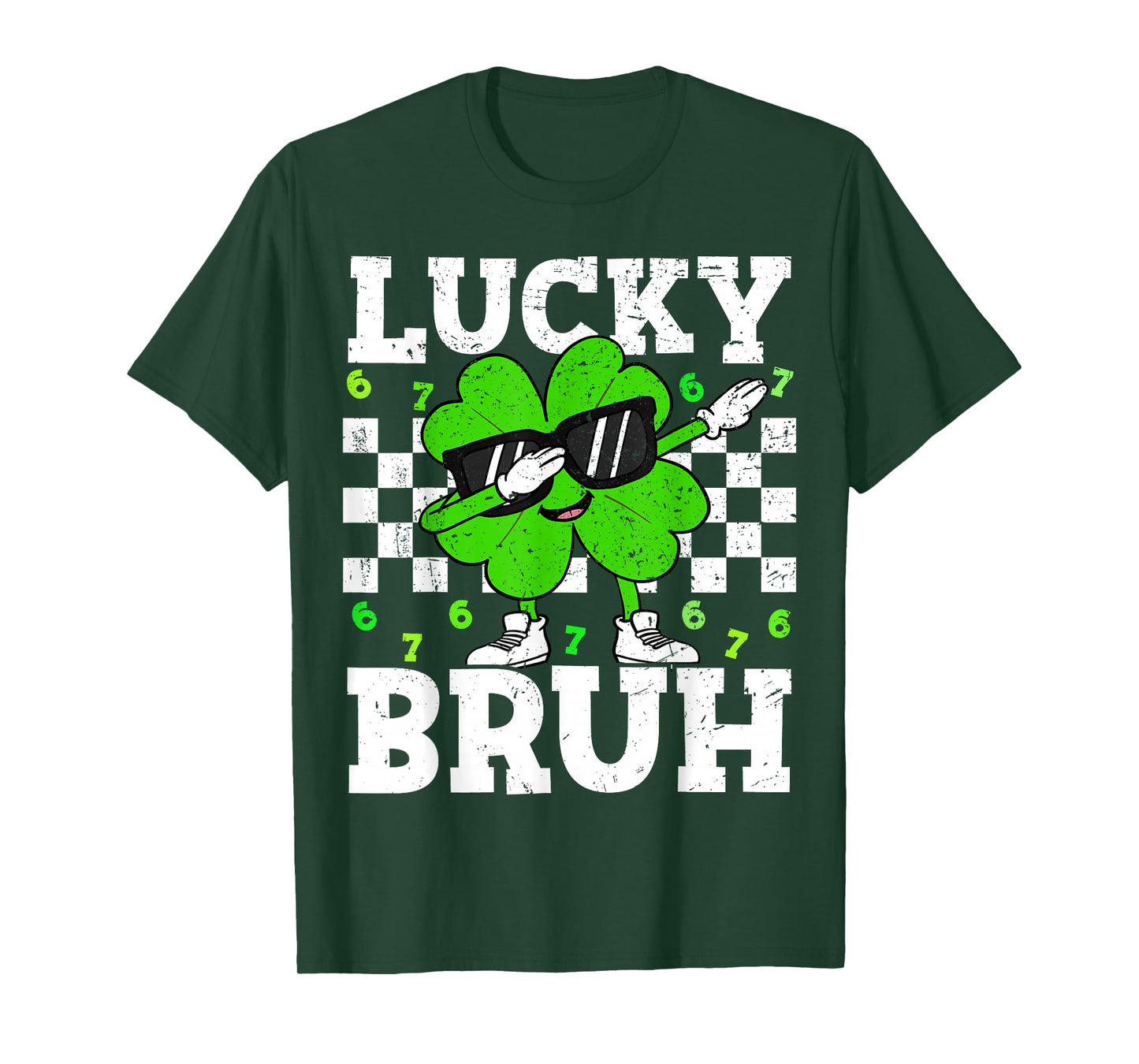 Boys St Patricks Day 67 Lucky Bruh Dabbing Shamrock Clover T-Shirt
