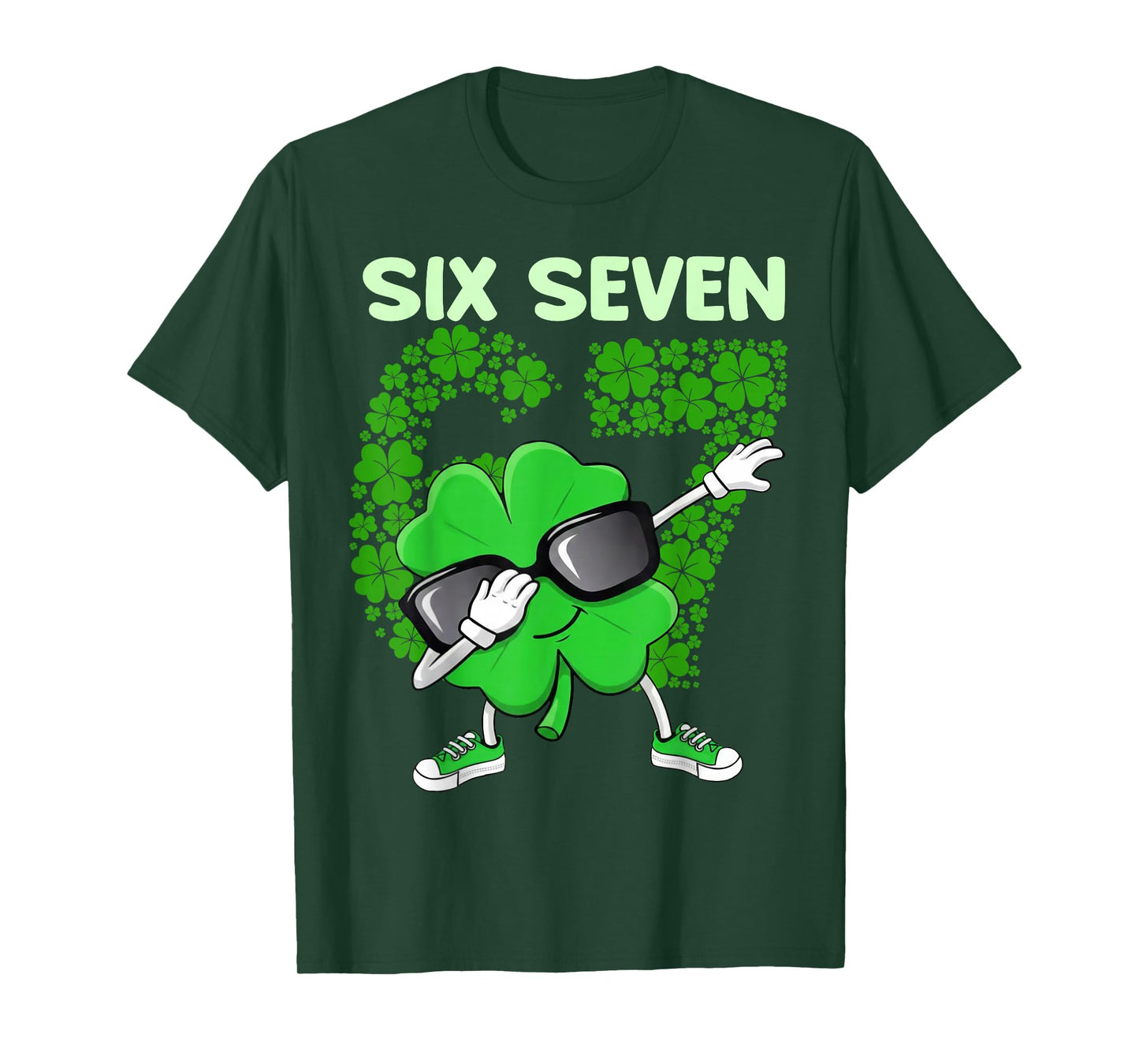 St Patricks Day Dabbing Shamrock 6 7 Meme Boys Kids Men Dab T-Shirt