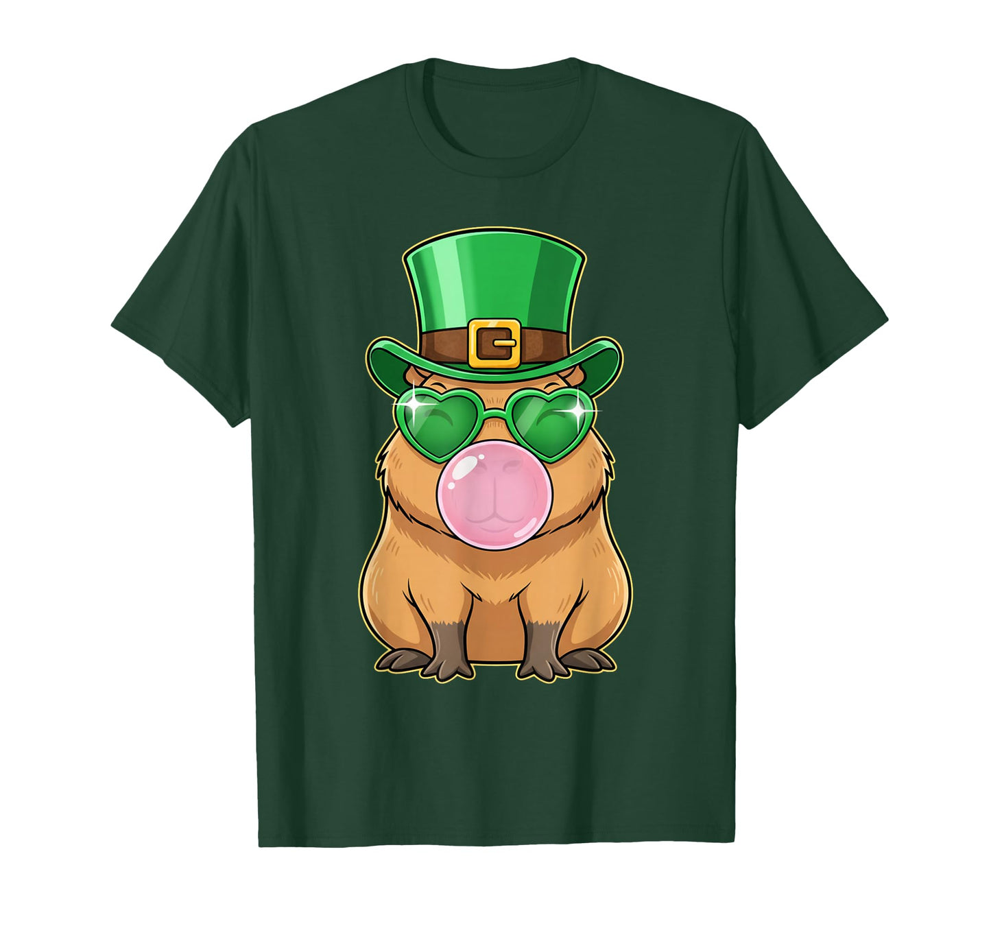 Cute Capybara St Patricks Day Capybara Bubble Gum Men Women T-Shirt