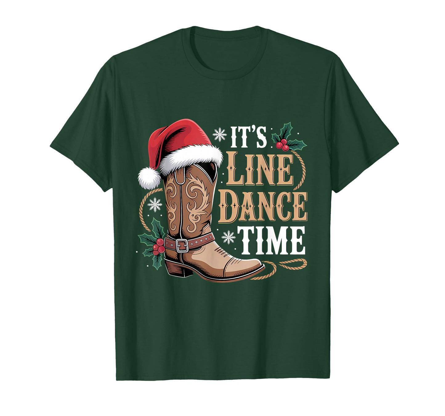 It's Line Dance Time Line Dancing Santa Hat Christmas Eve T-Shirt