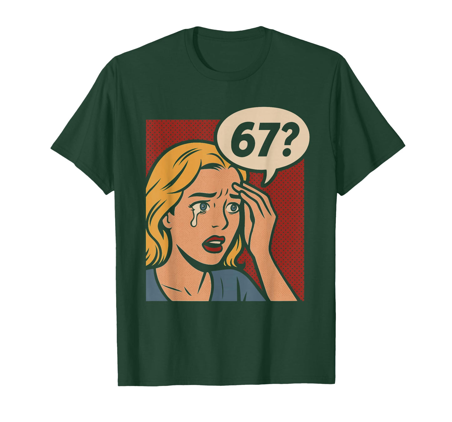 Retro Pop Art Comic 6x7 Funny Math Meme 67 Question Brainrot T-Shirt