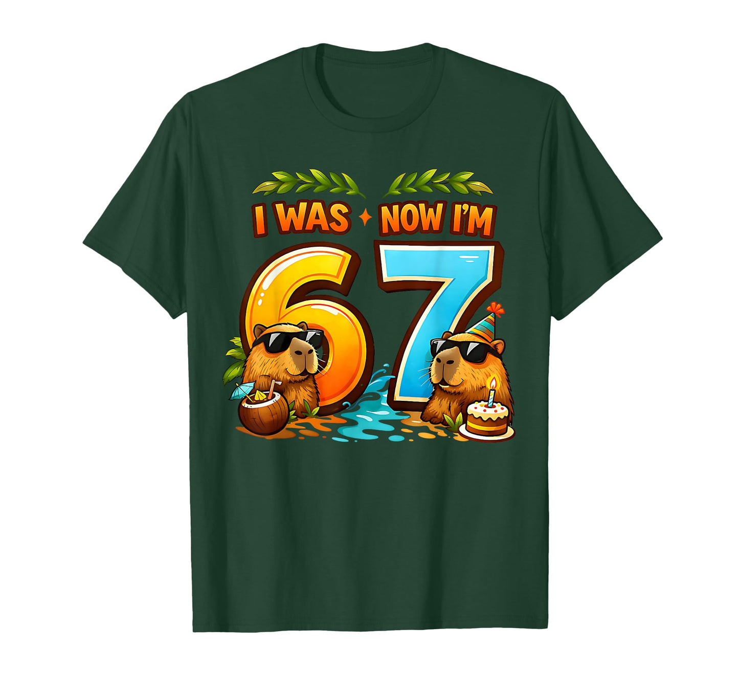 I was 6 Now I'm 7 Birthday 67 Meme Capybara Kids Boys Girls T-Shirt