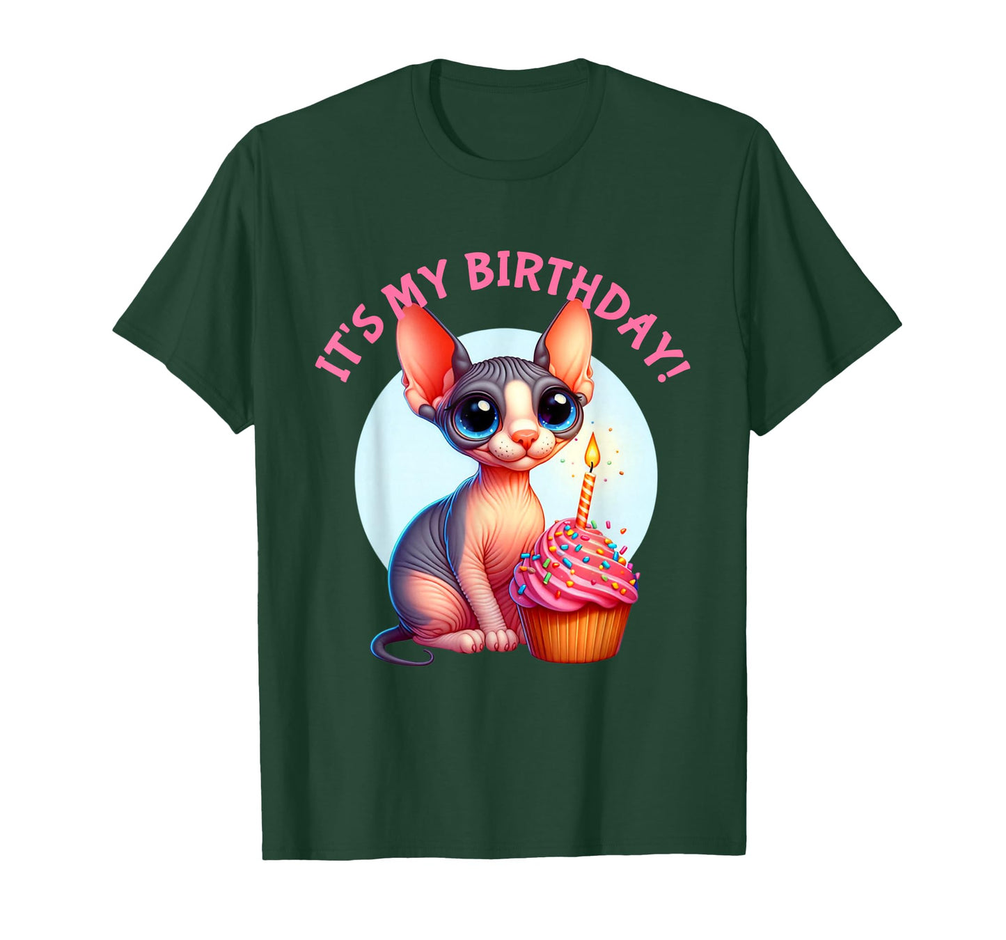 Kids Sphynx Cat Its My Birthday Cupcake Favorite Animal T-Shirt
