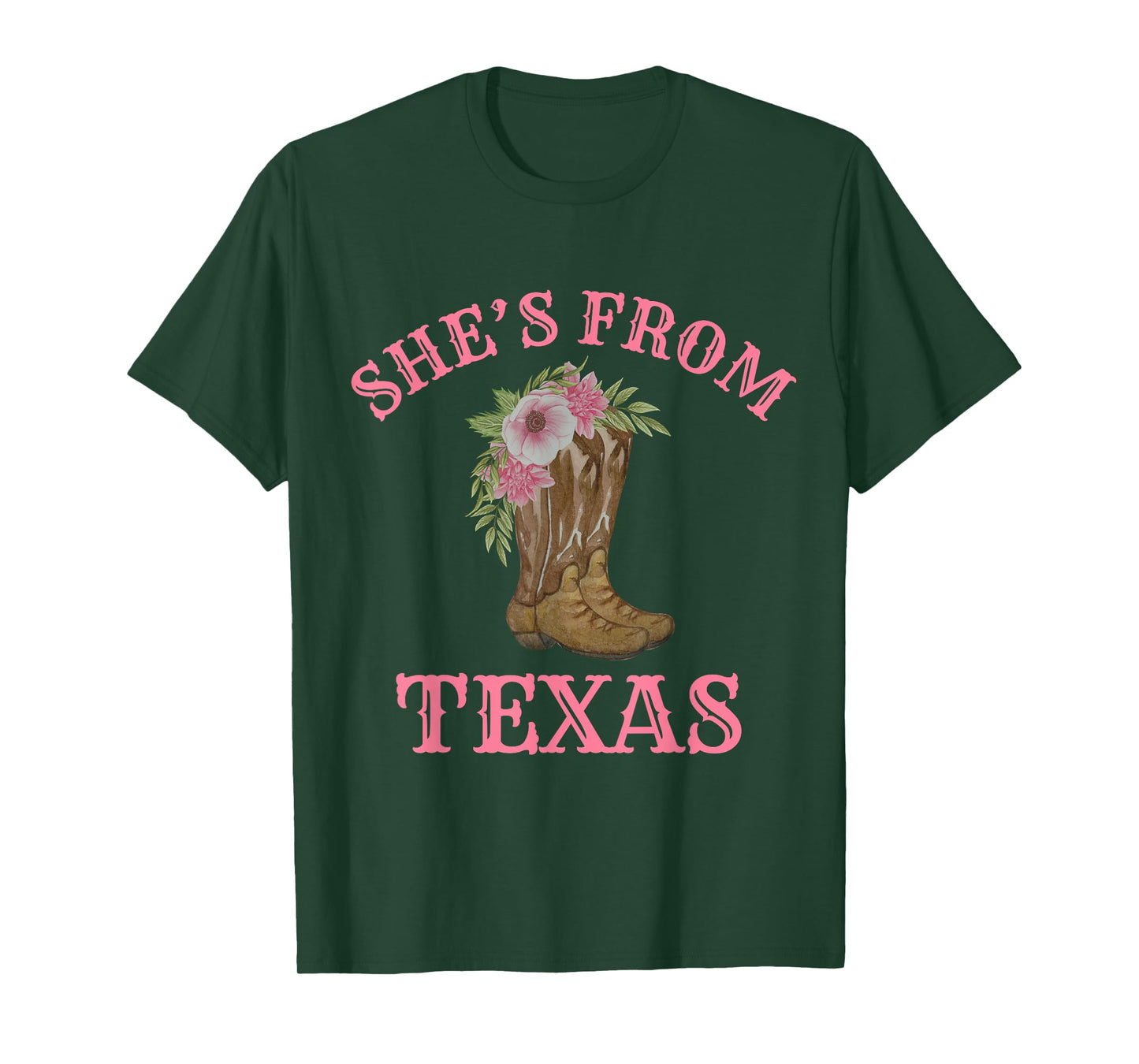 She's from Texas, Cowgirl Boots with Flowers T-Shirt
