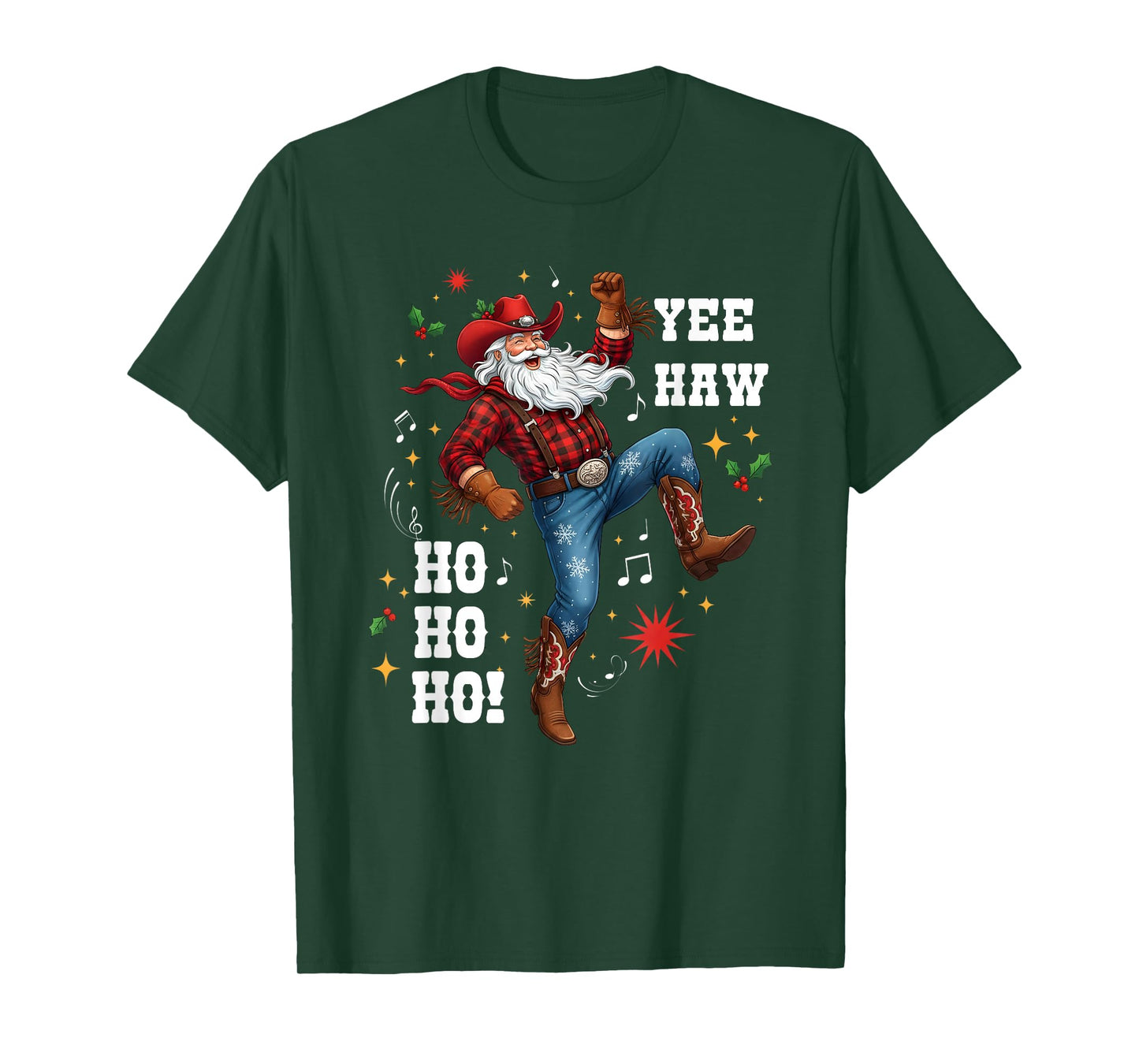 Yee Haw Ho Ho Ho Cowboy Santa Cowboy Western Christmas T-Shirt