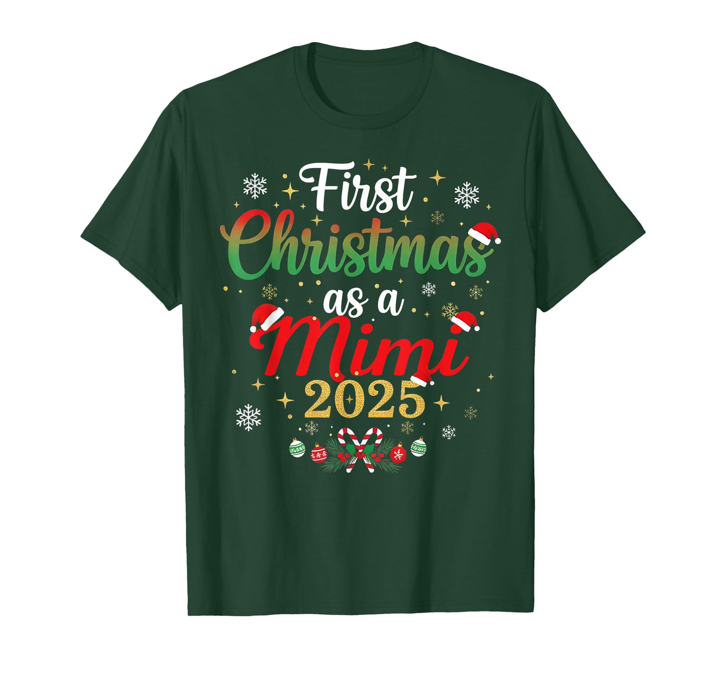 First Christmas As A Mimi 2025 New Mommy Xmas T-Shirt
