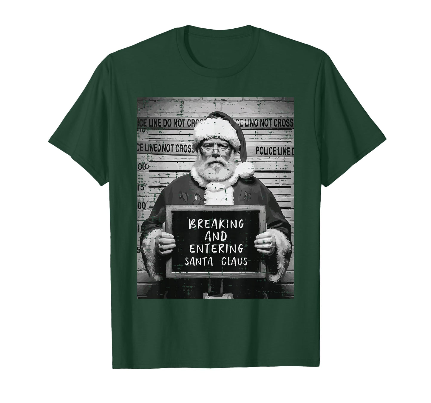 Christmas Santa Mugshot Breaking Entering Xmas Men Women Kid T-Shirt