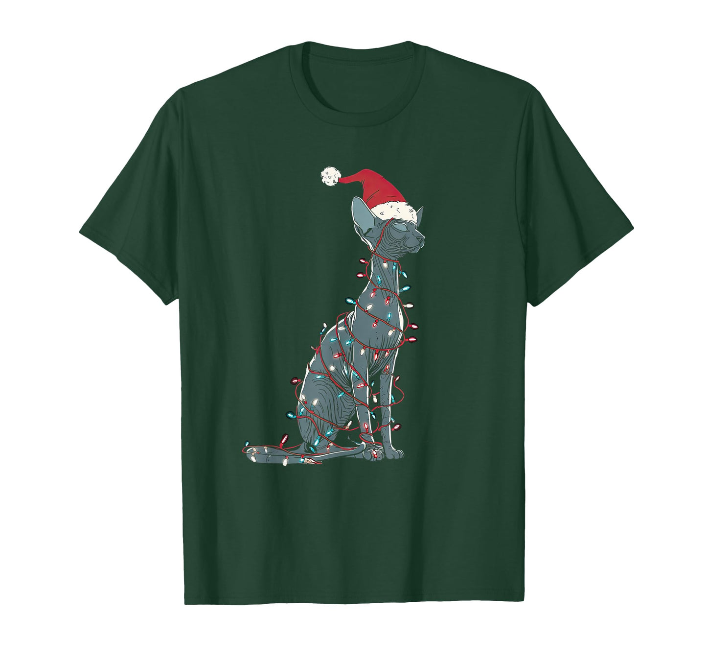 Funny Sphynx Cat Christmas Graphics Animal Lights Lover T-Shirt
