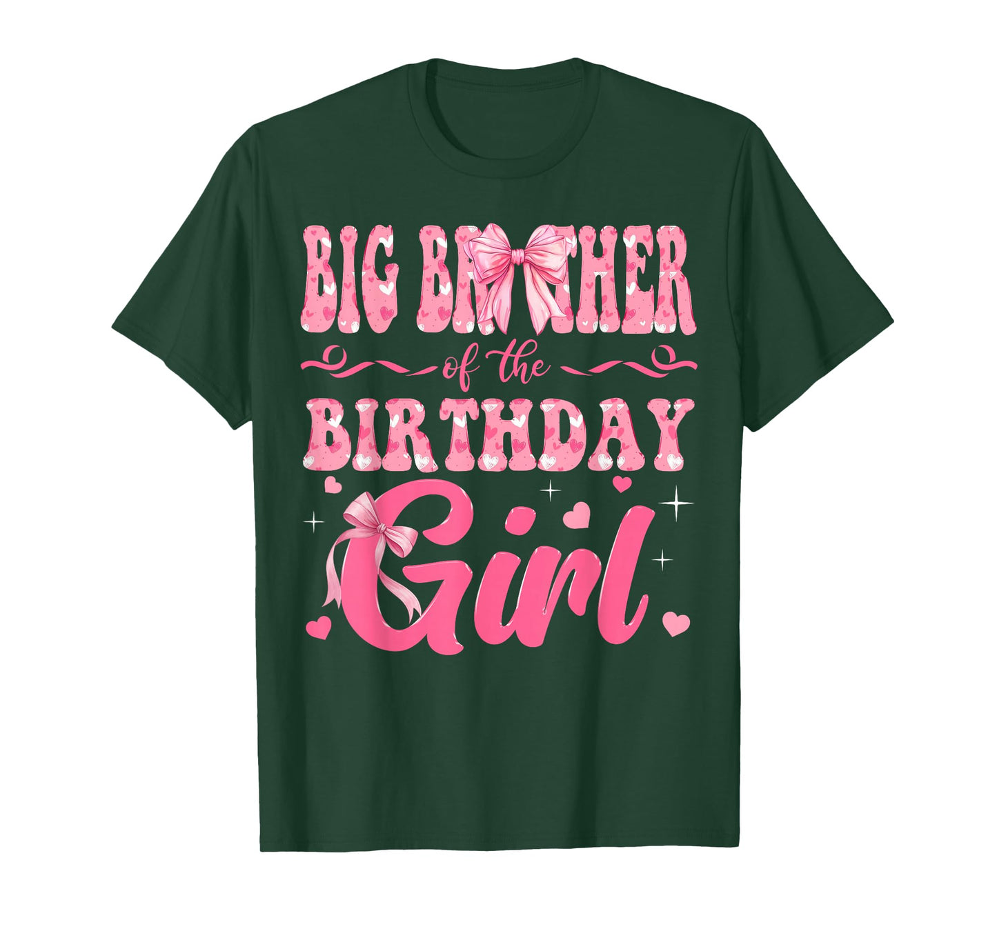 Big Brother of The Birthday Girl Family Pink Coquette Bow T-Shirt