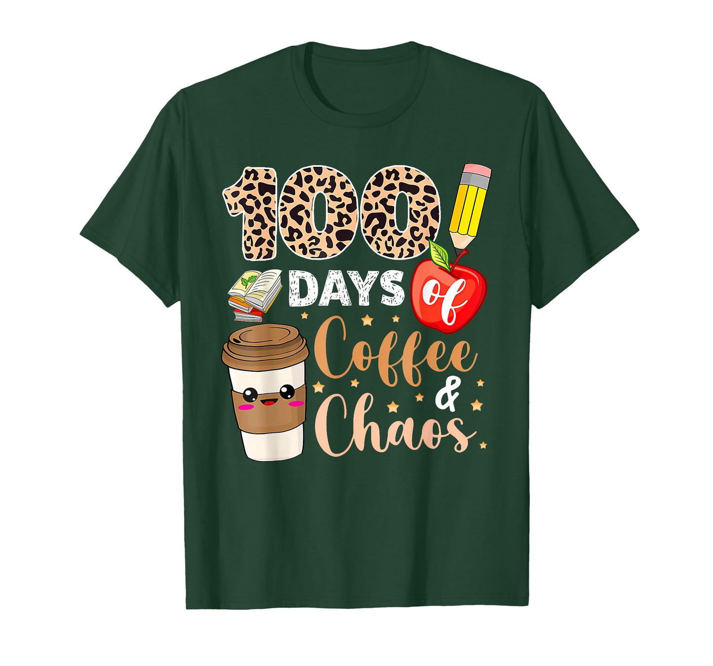 100 Days of Coffee Chaos Shirt 100th Day of School Teachers T-Shirt