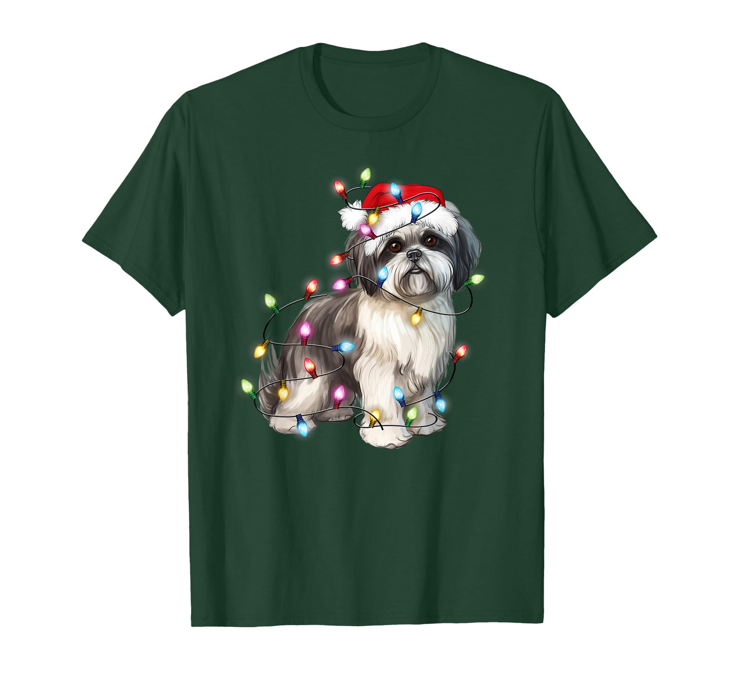 Shih Tzu Dog Christmas Lights Xmas Cute T-Shirt