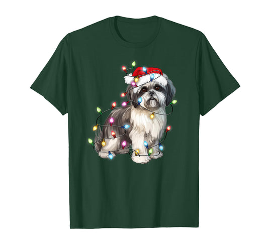 Shih Tzu Dog Christmas Lights Xmas Cute T-Shirt