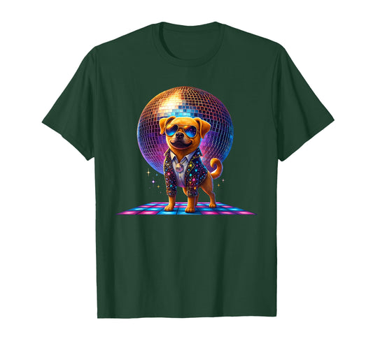 Dancing Dog Disco Ball Puppy Lover Funny Party Pet Animal T-Shirt