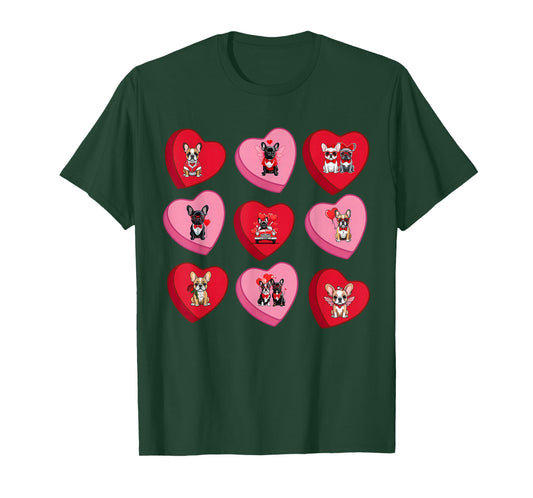 Heart Candy French Bulldog Valentine Day Dog Mom Pet Lover T-Shirt