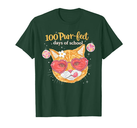 100 Purr-FECT Days of School Teacher Kid 100th Day of School T-Shirt