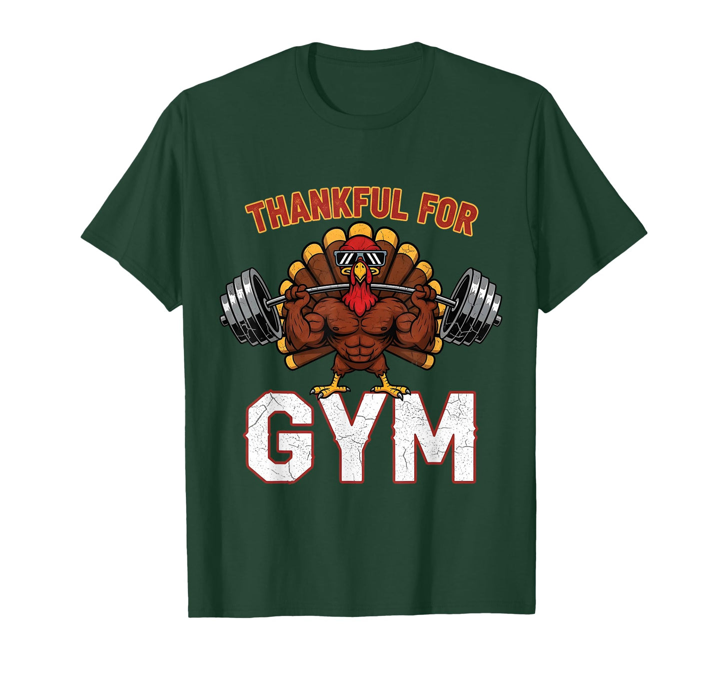 Thankful for Gym Funny Thanksgiving Turkey Weightlifting T-Shirt