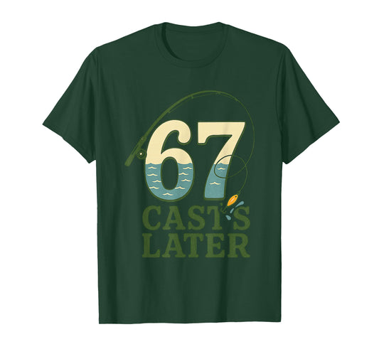 6 7 Meme Gen Alpha Retro Fishing Rod Lure Angler Bass Fisher T-Shirt