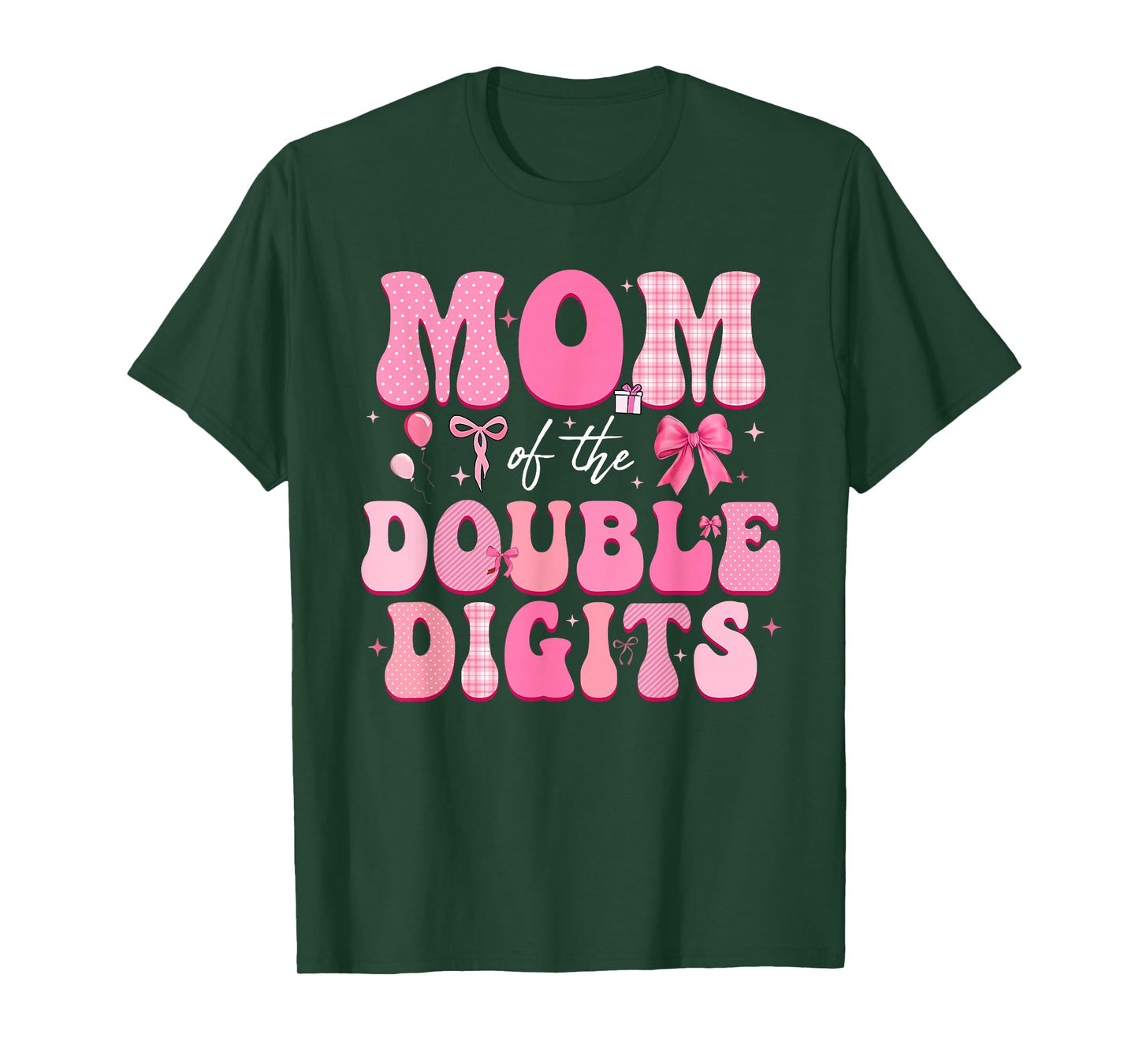Mom of The Double Digits Cute Pink Bow 10th Birthday Girl T-Shirt