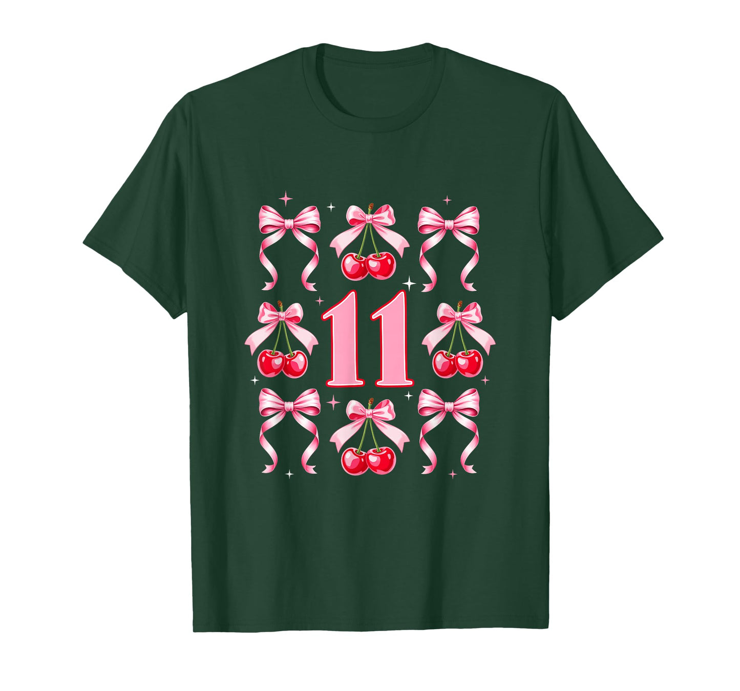 Birthday Girl 11Th Birthday Cherry Coquette Bow 11 Years Old T-Shirt