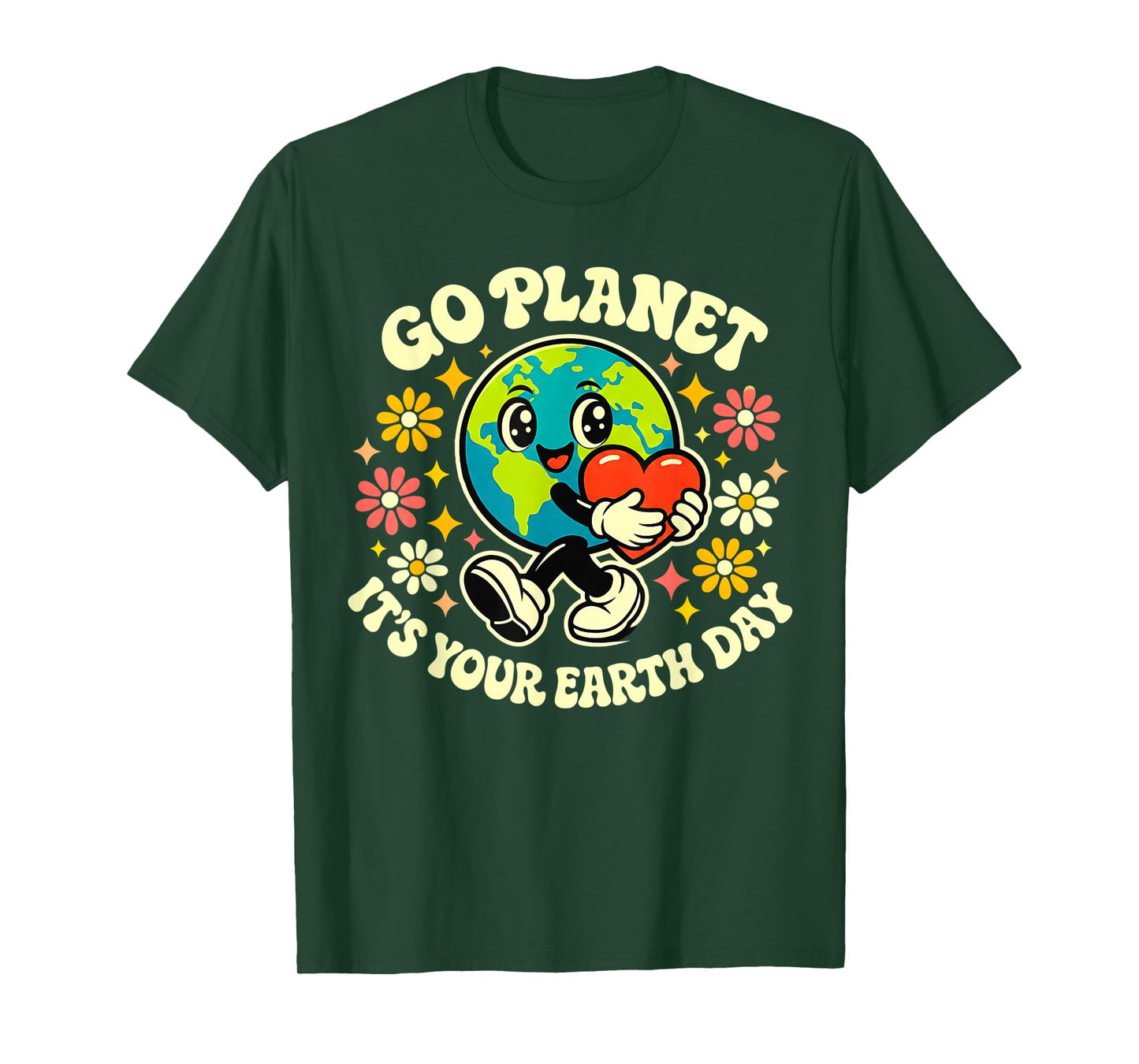 Cute Go Planet Its Your Earth Day 2026 Teacher Kids Groovy T-Shirt