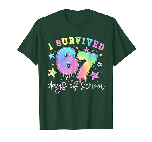I Survived 67 Days of School Funny 67 Teachers Students Meme T-Shirt