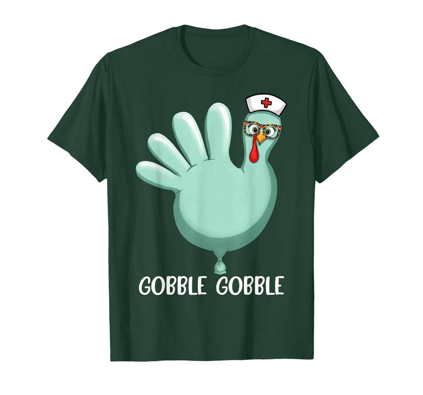 Thanksgiving Turkey Glove Gobble Thankful Nurse Medical Fall T-Shirt