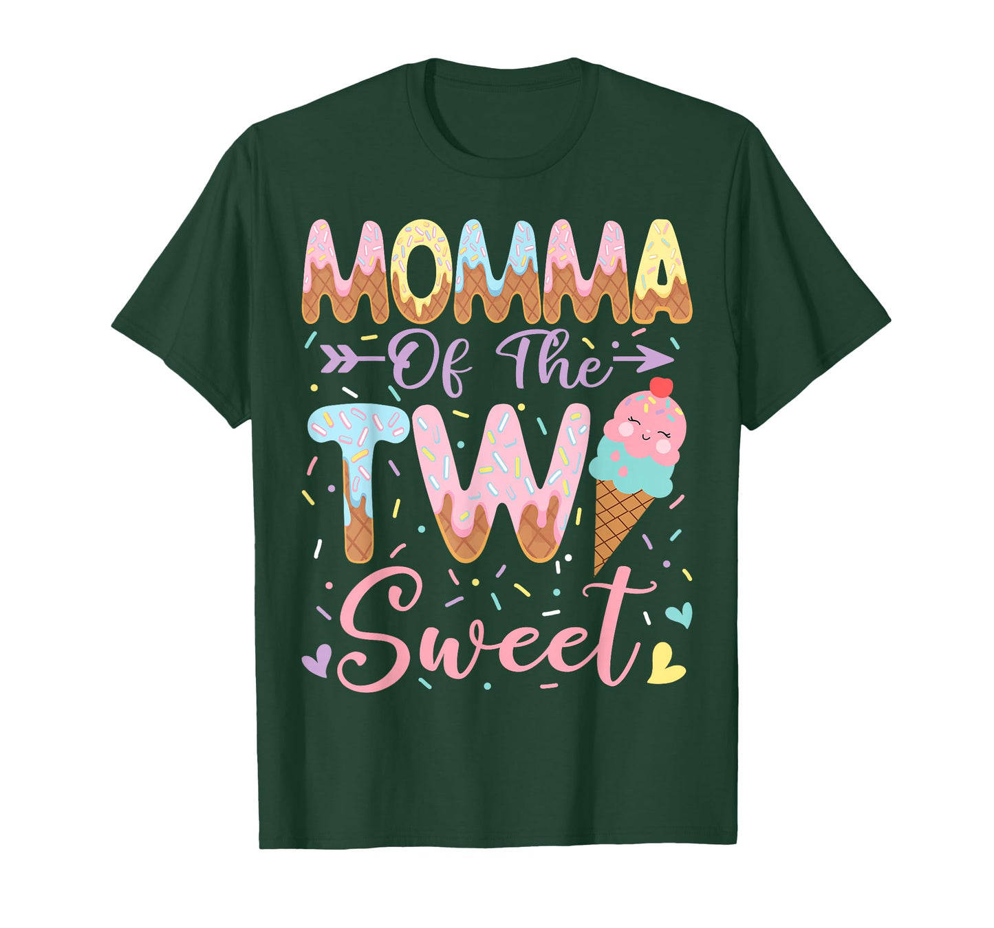 Momma of The Two Sweet 2nd Birthday Girl Ice Cream T-Shirt
