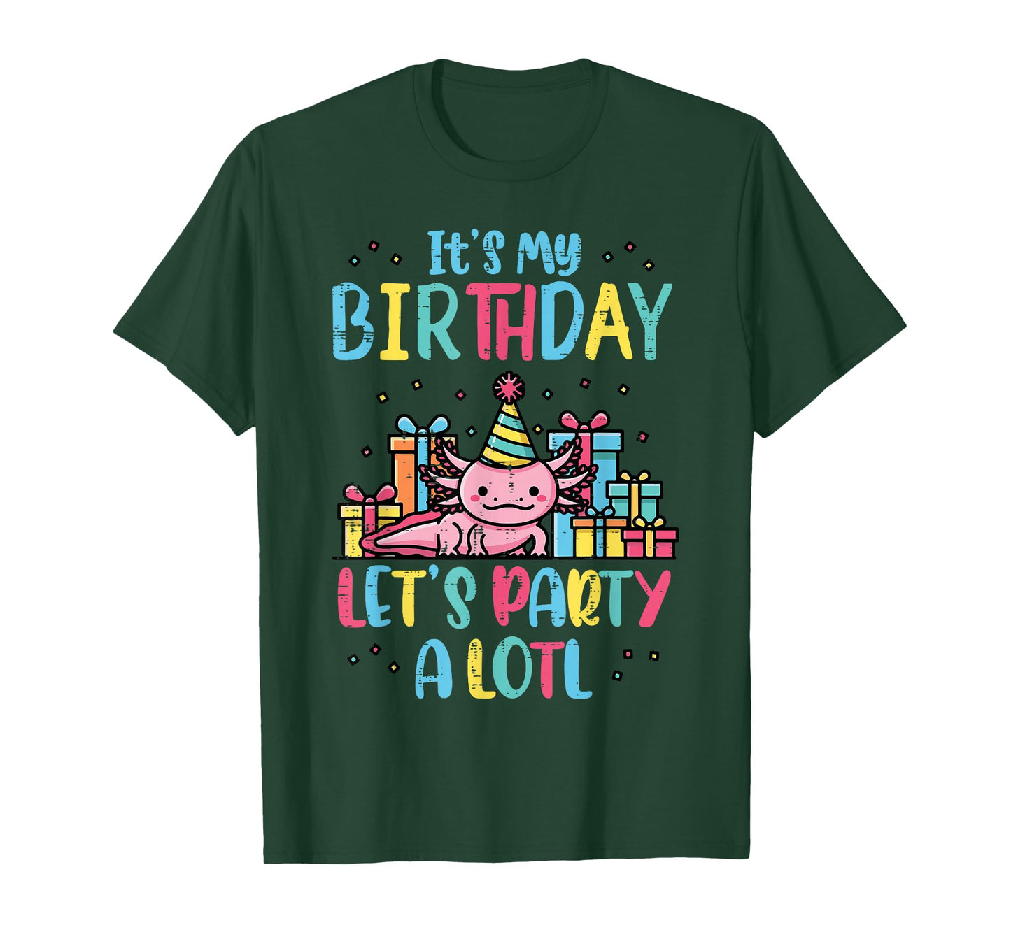 Its My Birthday Lets Party A Lotl Axolotl Boys Girls Kids T-Shirt