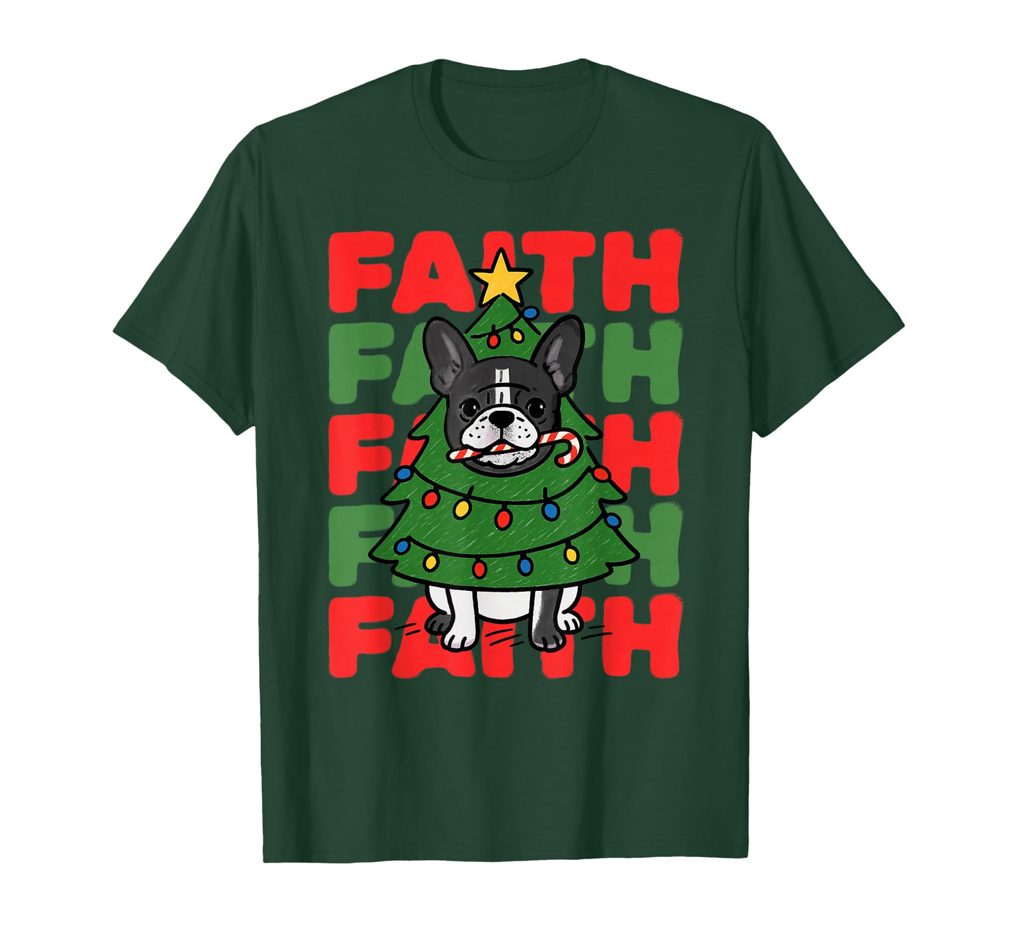 Dog Christmas Faith French Bulldog Puppy Family Group T-Shirt