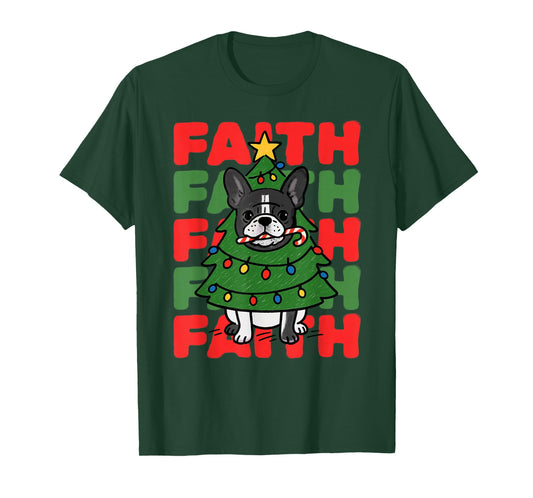 Dog Christmas Faith French Bulldog Puppy Family Group T-Shirt