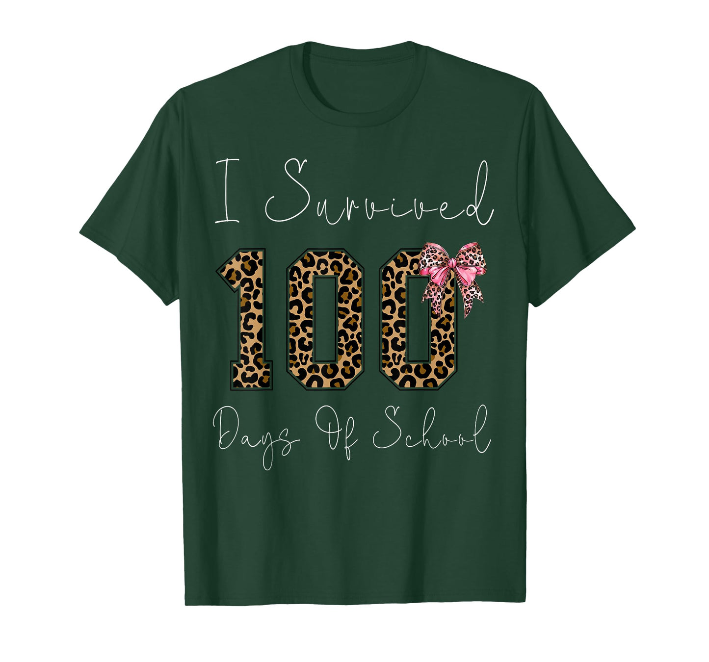 I Survived 100 Days of School 100th Day of School Leopard T-Shirt