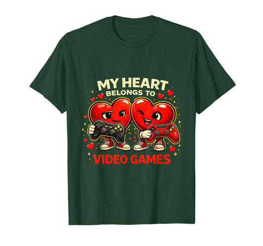 San Valentin Gamer Heart Belongs to Video Games T-Shirt