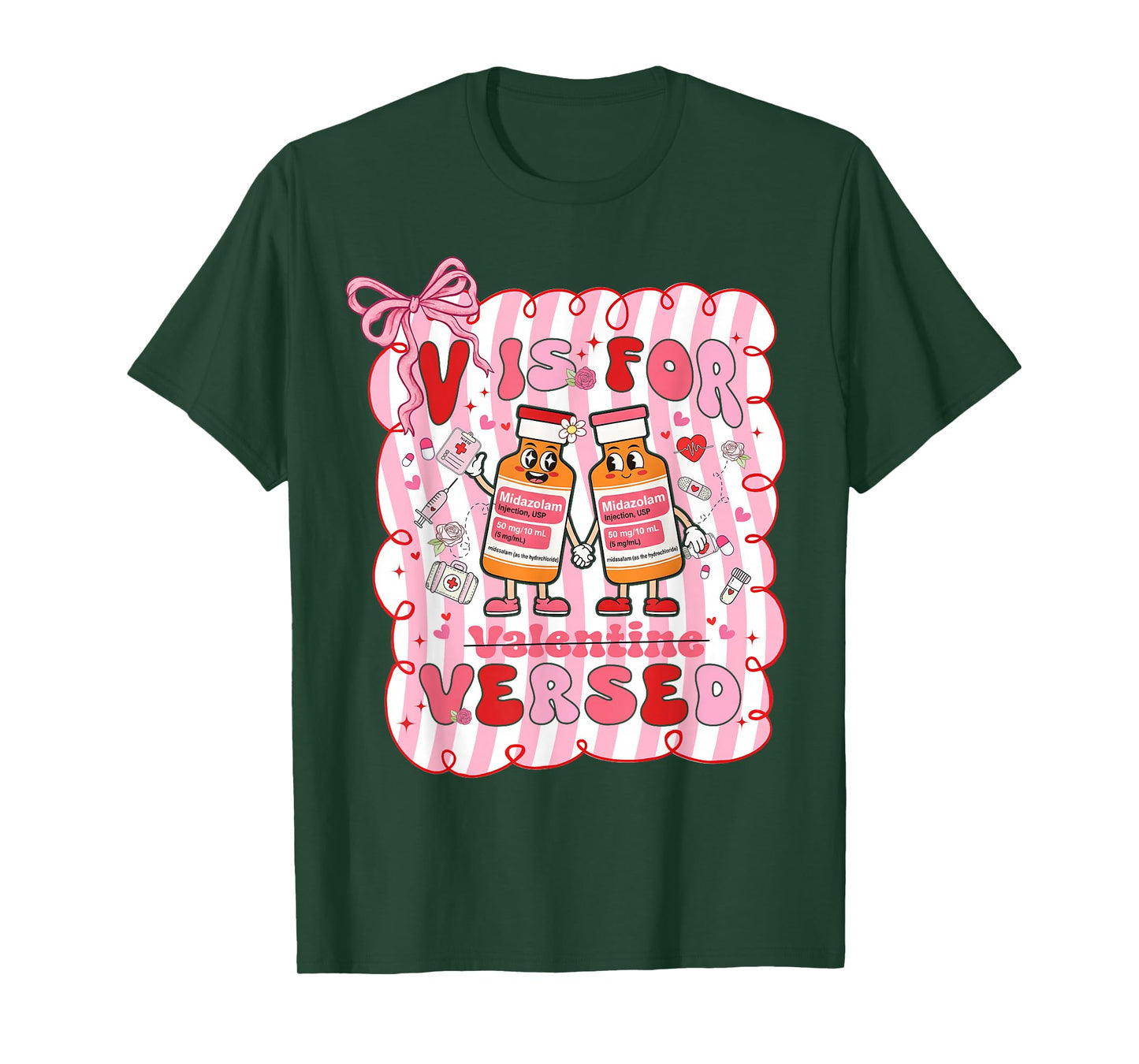 Valentine V is for Versed Pacu CRNA Nurse Girl Women T-Shirt